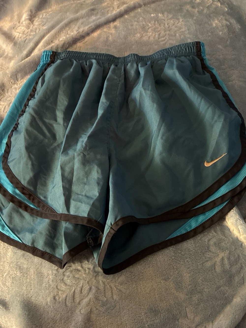 Nike Women's Teal and Black Athletic Running Shorts